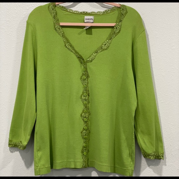 Chico's Sweaters - Chicos Lime Green Cardigan Sweater XL